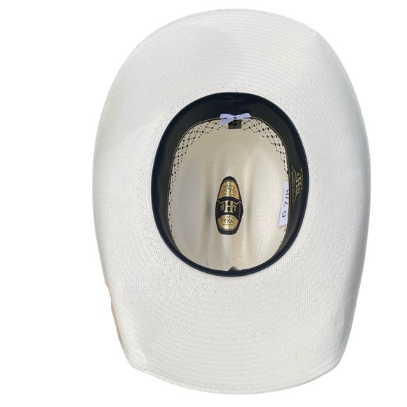 Master Hatters of Texas straw cowgirl hat hard white lace trim gold beads - Picture 4 of 6